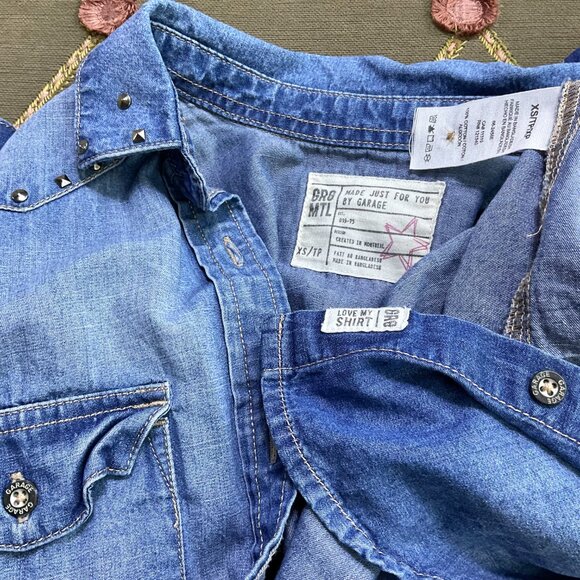 Garage Shirt Denim Studded Cotton (XS) - Picture 5 of 7
